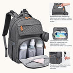 BabbleRoo Mochila de cuero para pañales - Baby Essentials Bolsa de...