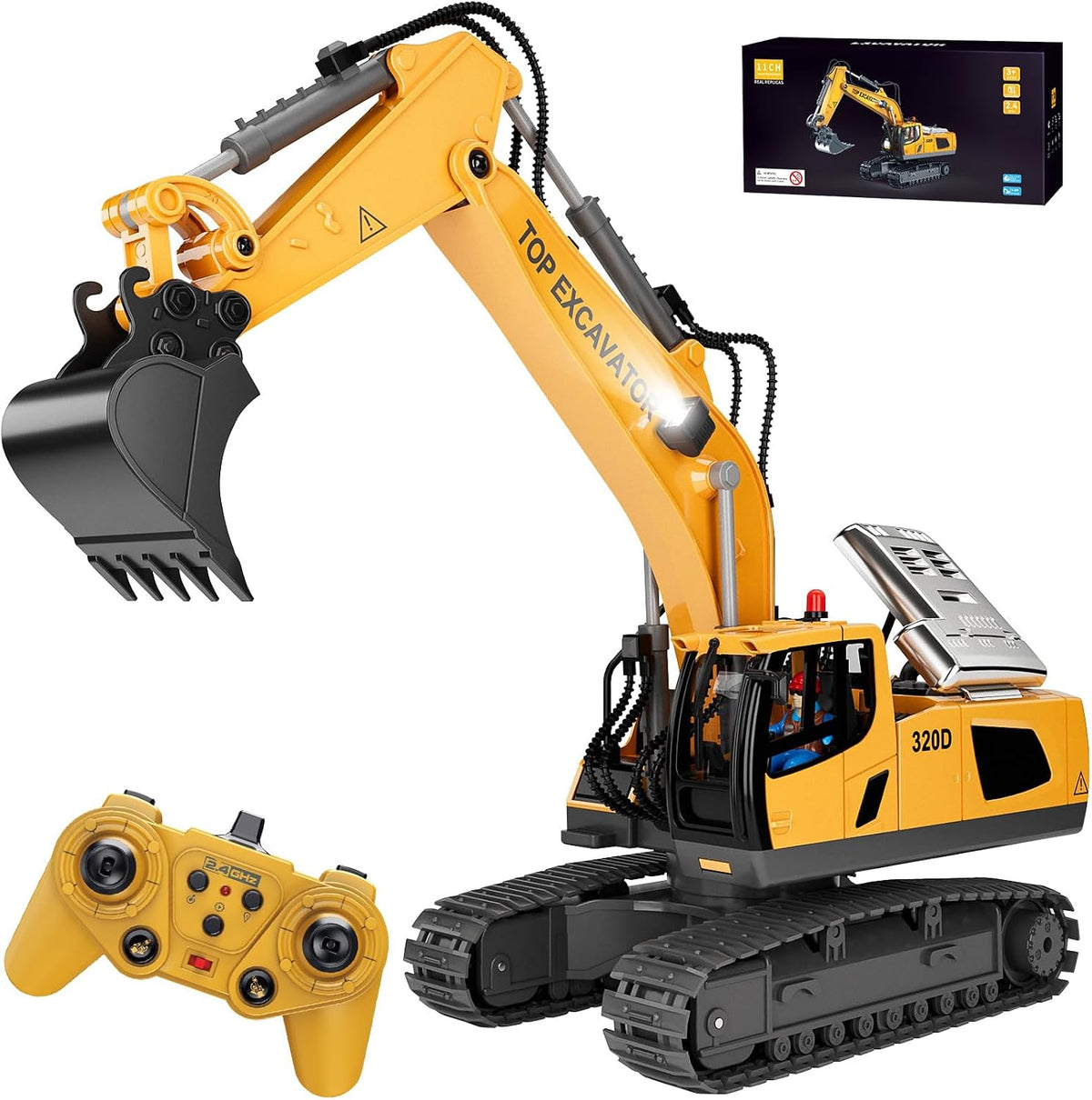 KIDMARKT - Excavadora de juguete a control remoto para niños, camió...