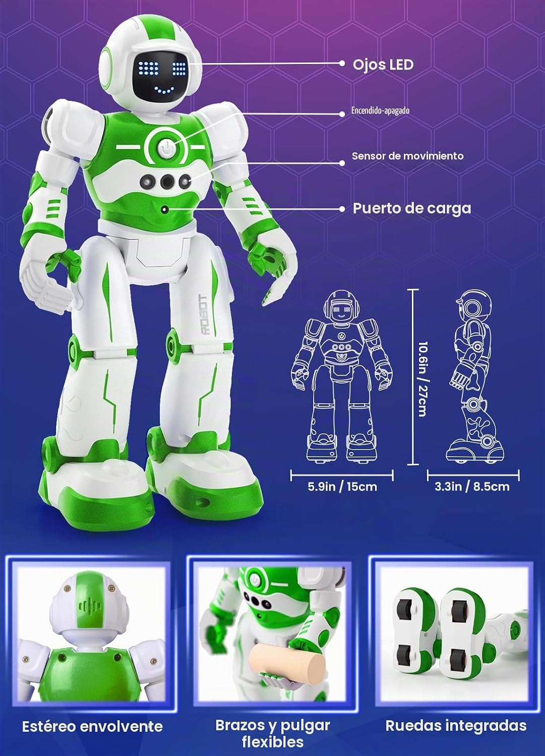 EduCuties Robot Juguetes para niños, robots recargables de control...