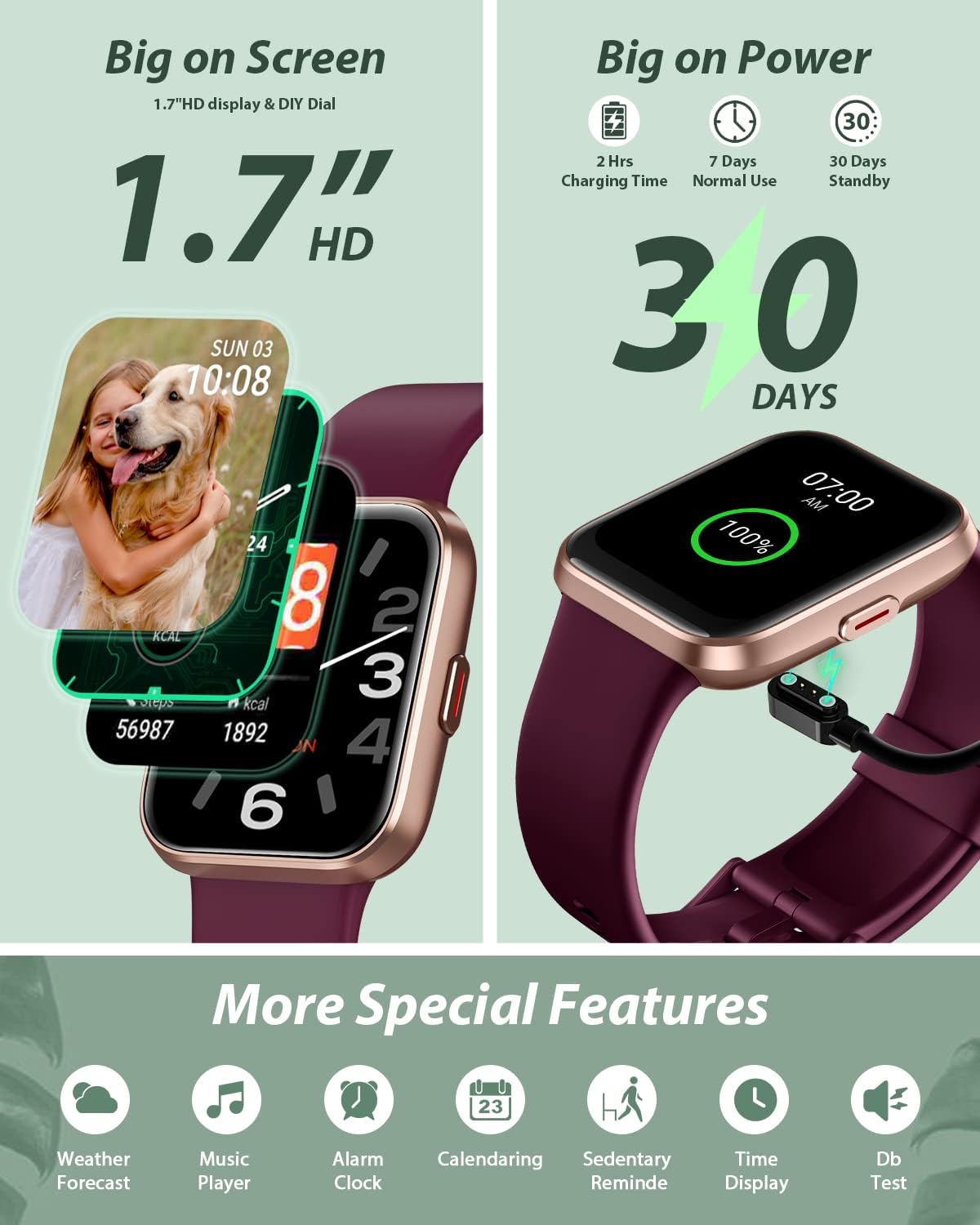 Tensky Reloj inteligente para hombres y mujeres (recepción de llama...