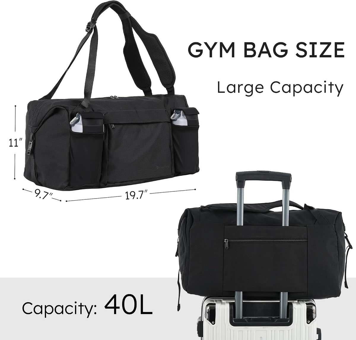 Bolsa de gimnasio Kookoomia con compartimento para zapatos y bolsil...