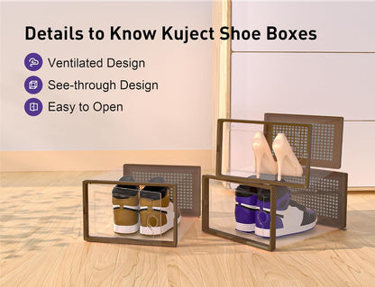 Kuject Cajas de almacenamiento de zapatos extragrandes, paquete de...