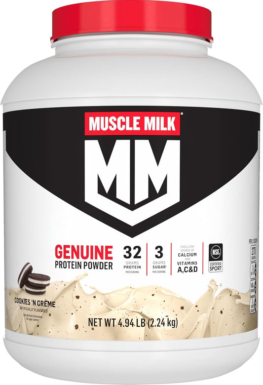 Polvo de proteína genuine Muscle Milk, galletas y crema, 4.94 libra...