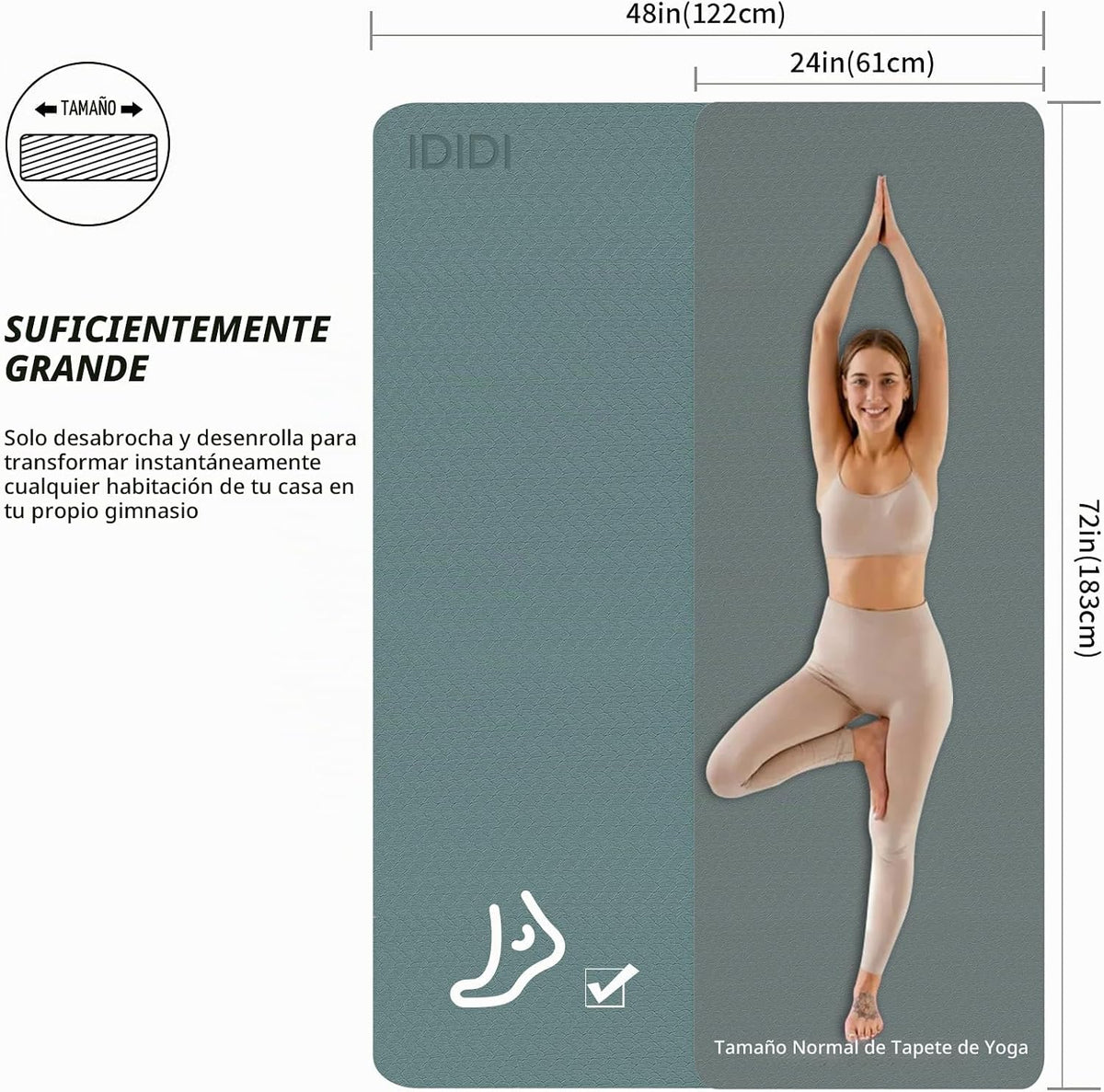 Esterilla grande de yoga de 8 mm (6' x 4') - Extra larga y...