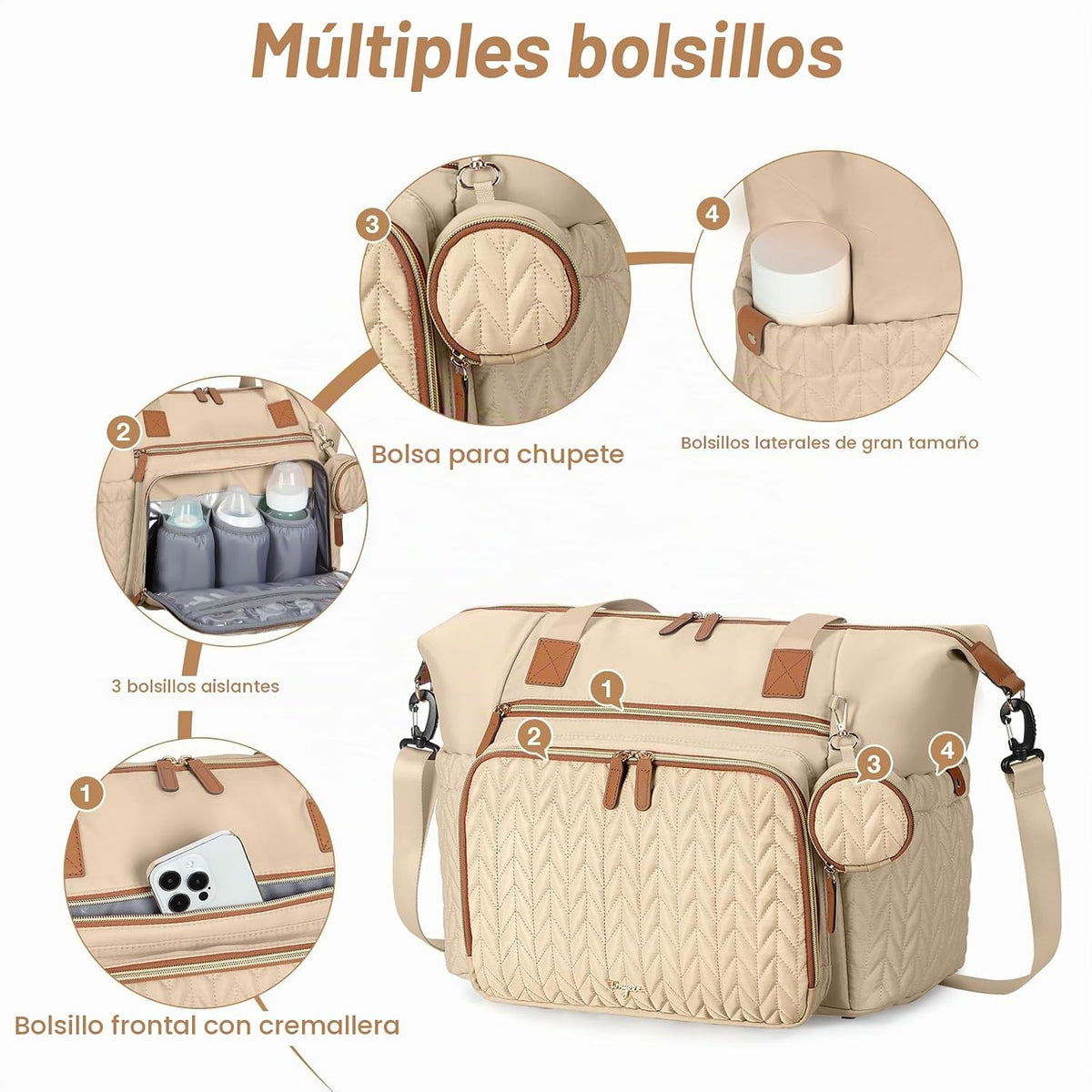 Tonyeee Bolsa de pañales, bolsa grande para pañales para bebé, impe...