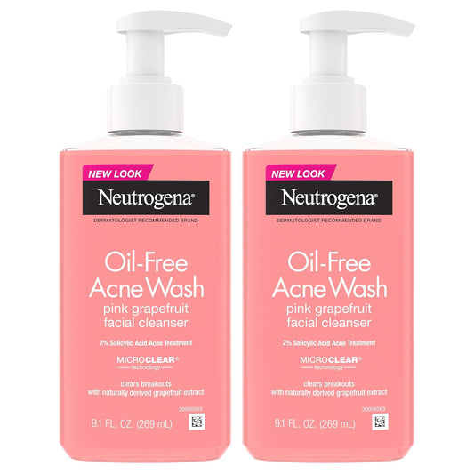 Neutrogena Lavado facial para acné de pomelo rosa sin aceite, 2 x 9...