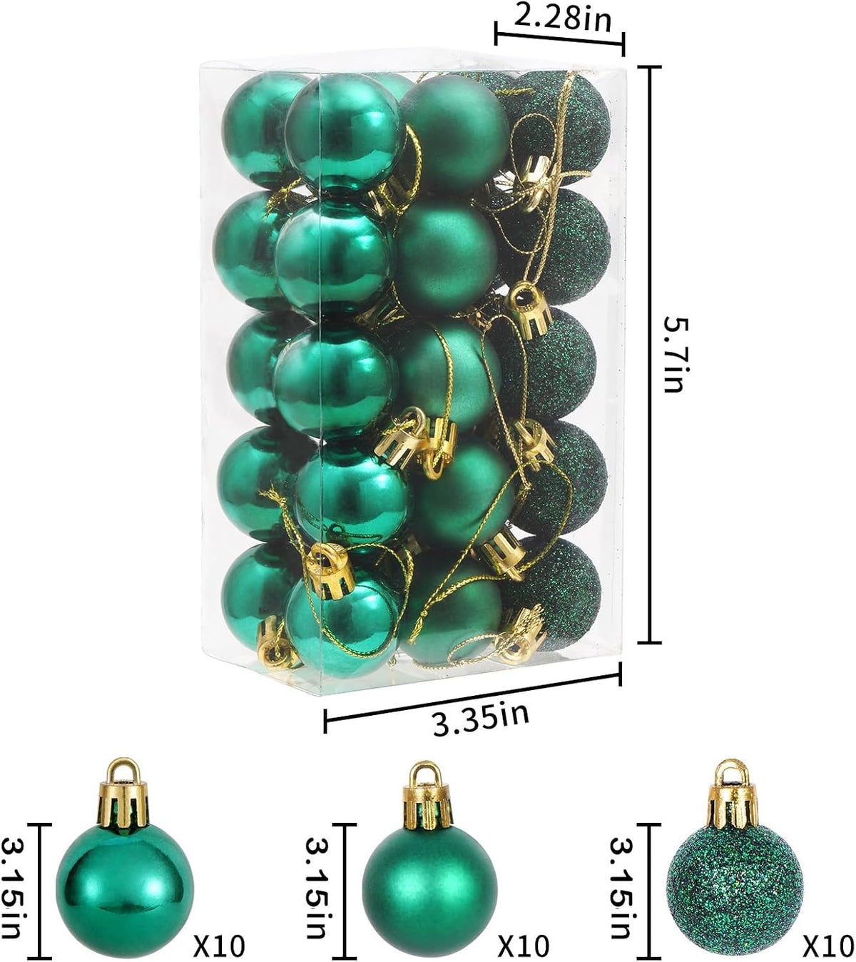 Adornos de bola de Navidad de 30 quilates, decoración de árbol de N...