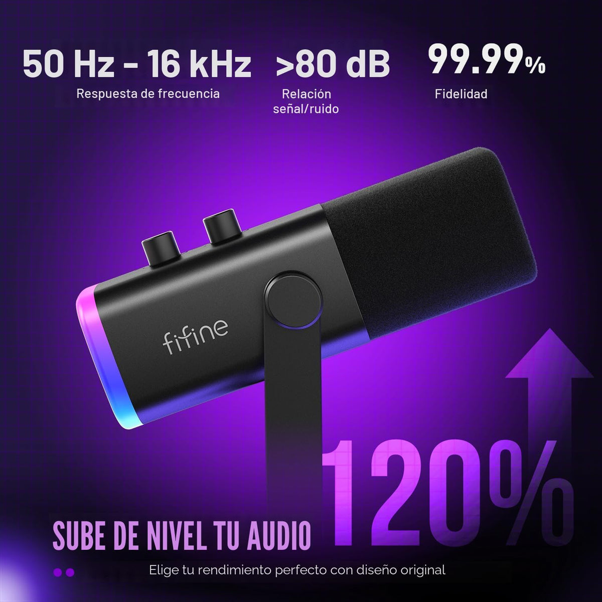 FIFINE AmpliGame AM8 USB\/XLR Micrófono dinámico para transmisión d...
