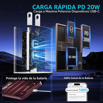 Teléfono 18 17 16 Pro Max Cargador Carga Rápida, 20W Teléfono Duo U...