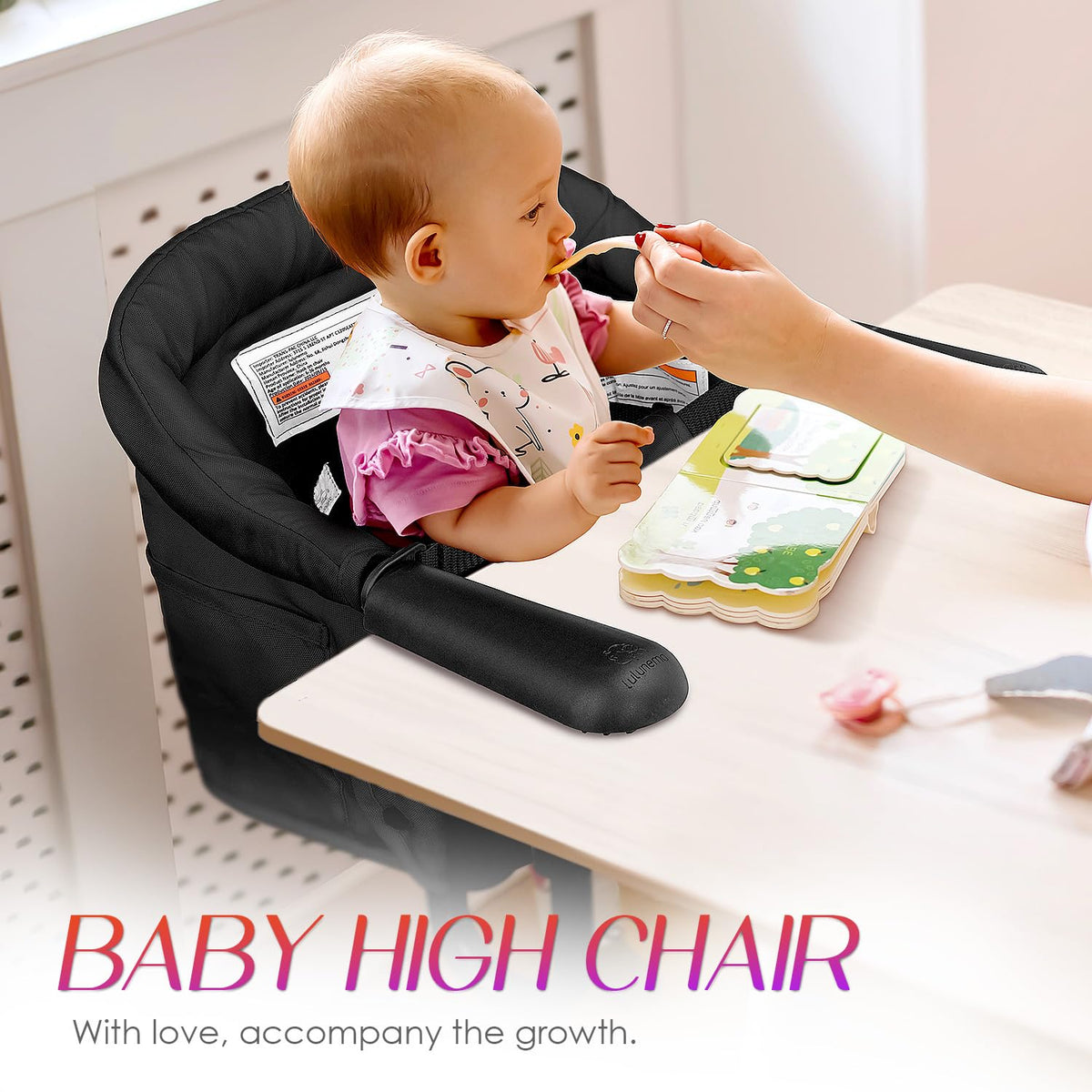 Silla alta con gancho, silla alta plegable portátil para bebés de 6...
