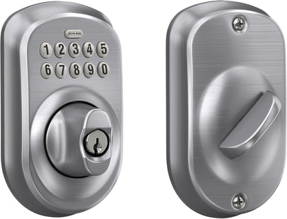 Schlage - Cerradura electrónica para teclado, borde Plymouth, cromo...