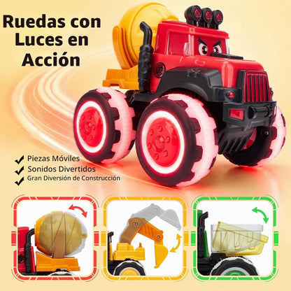 hahaland Paquete de 3 juguetes de camión de construcción monstruo L...