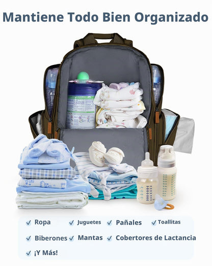 Mancro Mochila para pañales, mochila multifuncional grande para beb...