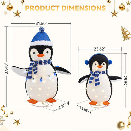NEWBULIG 2 piezas de pingüino iluminado para exteriores, decoracion...
