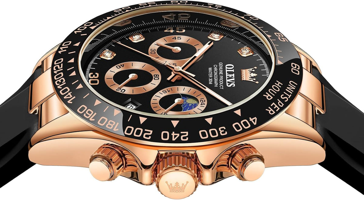 OLEVS Relojes de pulsera analógicos de cuarzo para hombre, cronógra...