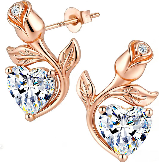 JACUPO Aretes de tuerca con piedra natal de corazón rosa de 0.8 qui...