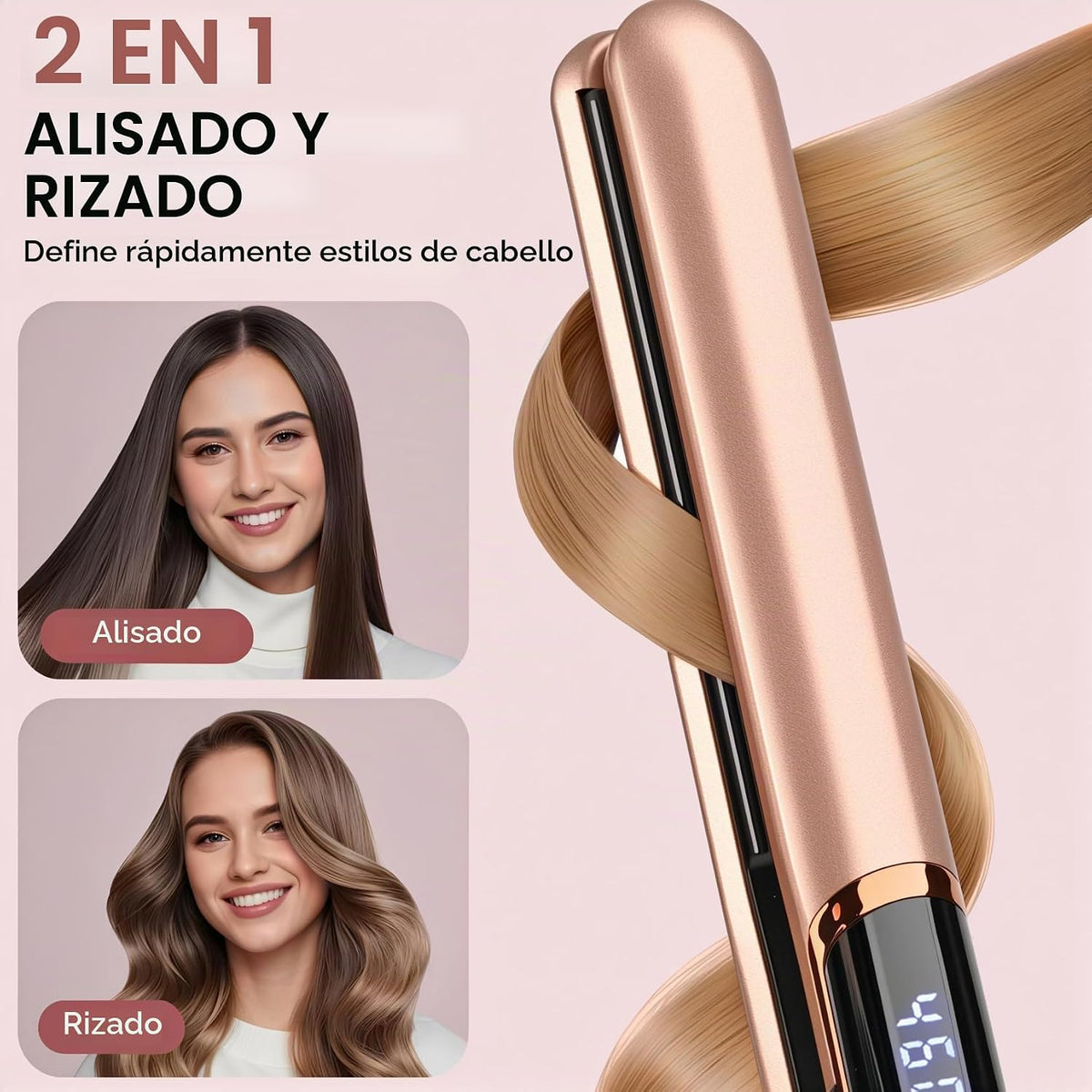 JAETON Plancha de pelo con placas flotantes, temperatura ajustable...