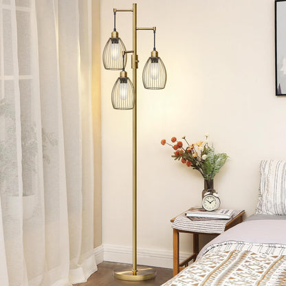 Lámpara de pie regulable, 3 bombillas LED Edison de 800LM incluidas...