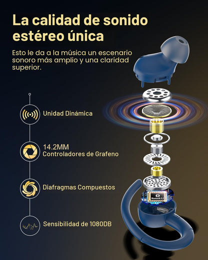 Auriculares inalámbricos, Bluetooth 5.4 Auriculares deportivos sobr...