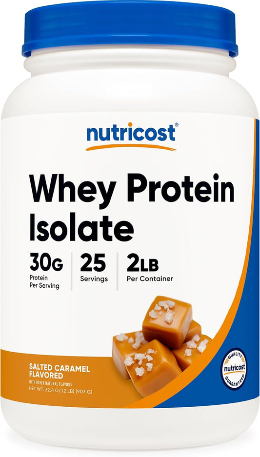Nutricost Aislado de proteína de suero (caramelo salado) 2LBS