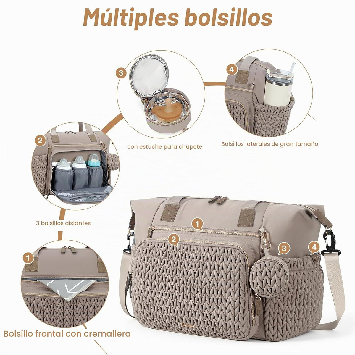 Tonyeee Bolsa de pañales, bolsas de pañales grandes para bebés, bol...