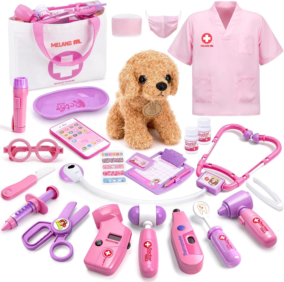 Meland Doctor Kit con cachorro para niñas, juguete de simulación re...