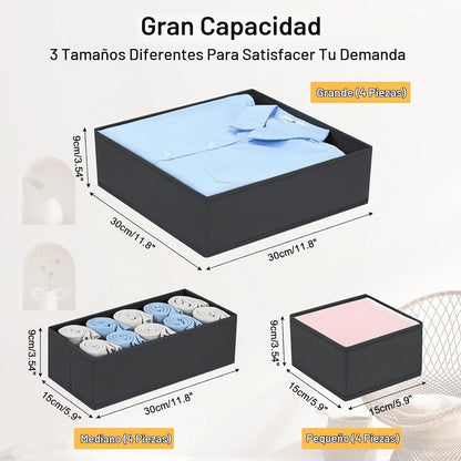 DIMJ Organizador de cajones de ropa, 12 paquetes, organizador de ro...