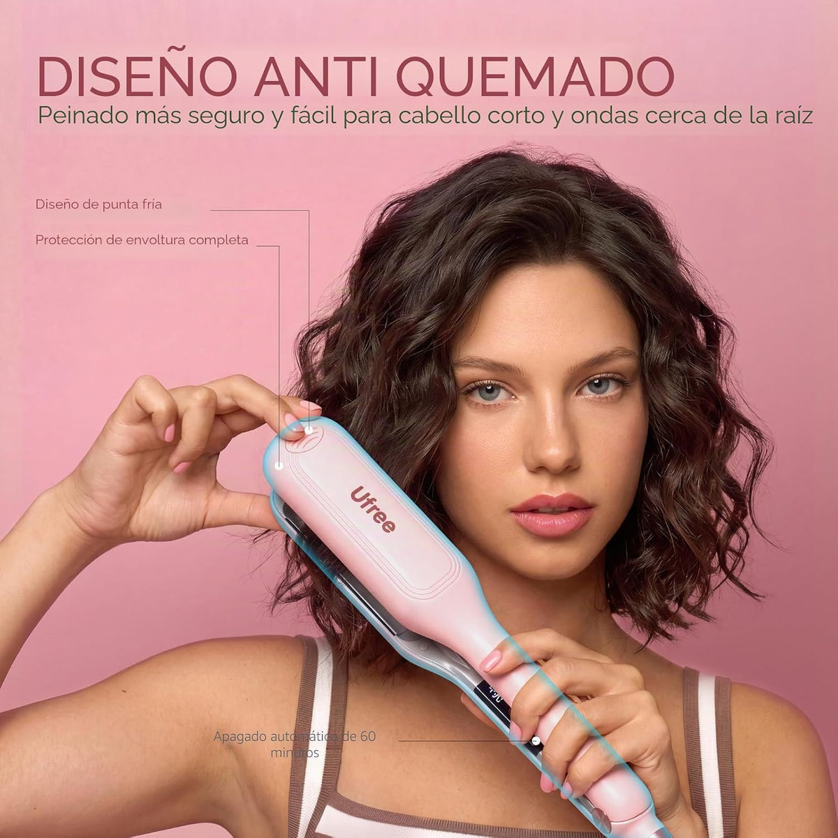 Ufree Engarzador de cabello para mujer, rizador de cabello ondulado...