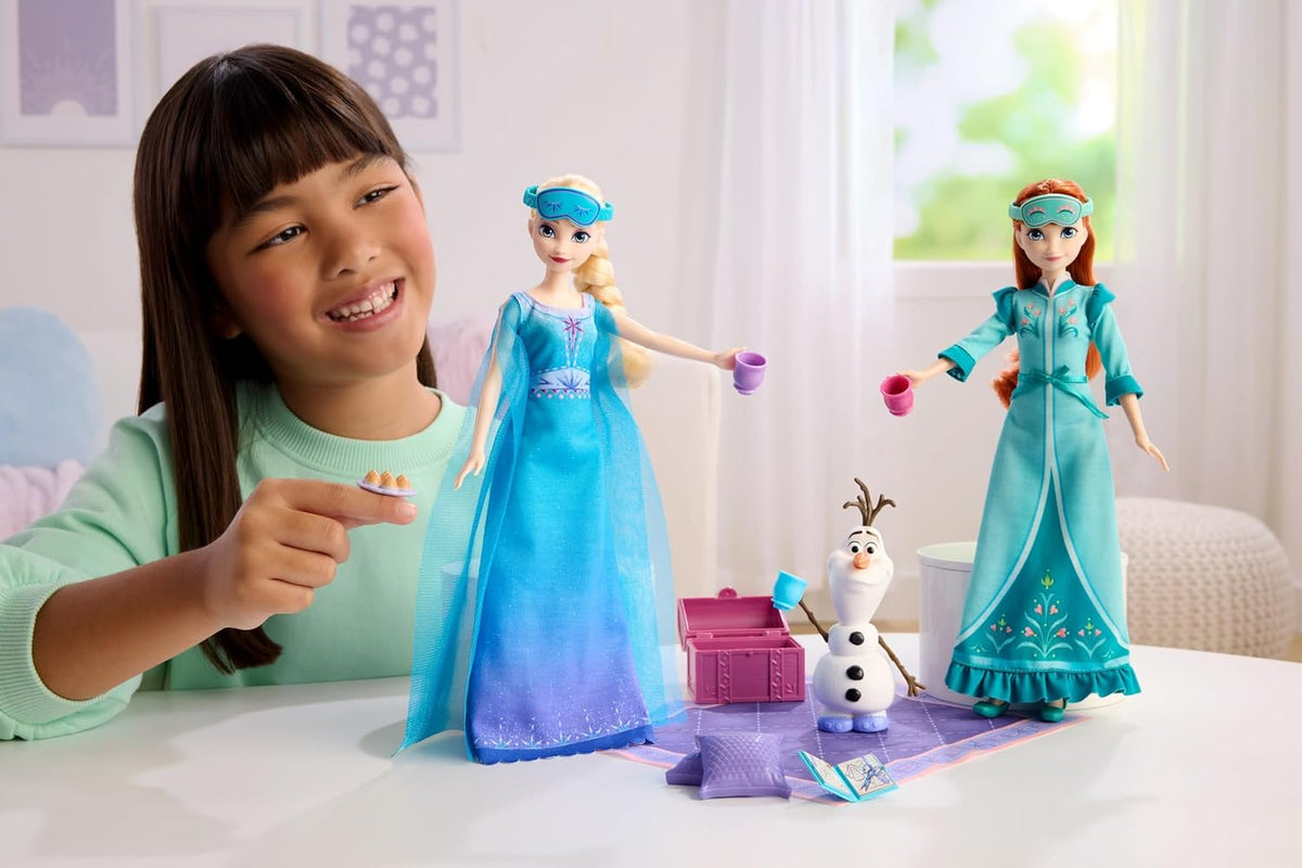 Mattel Disney Frozen Anna &amp; Elsa Slumber Sister Juego de 2 muñe...