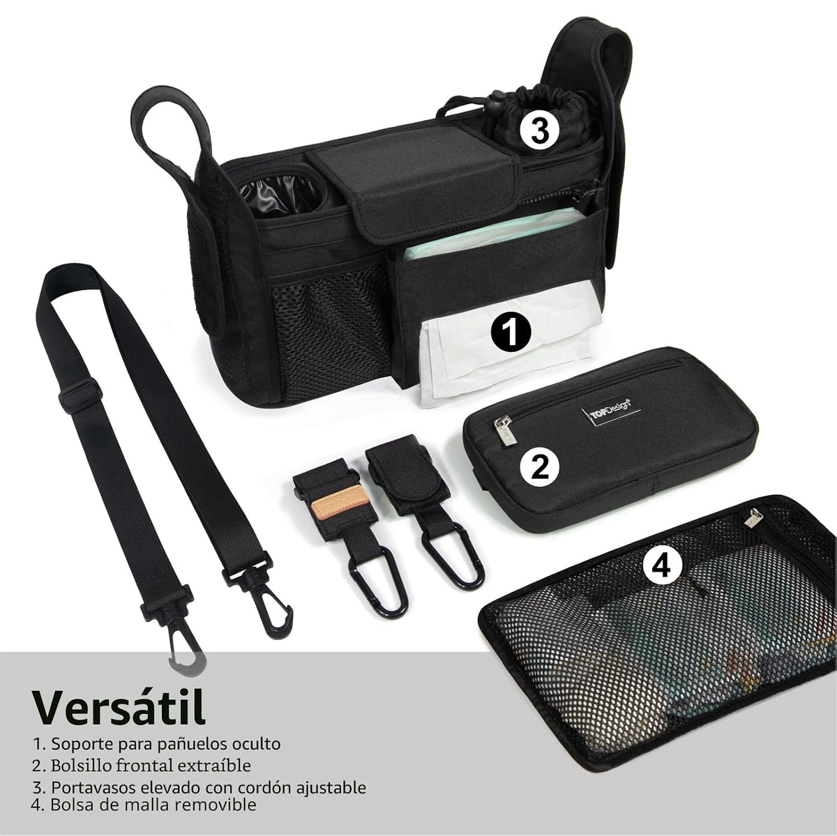 TOPDesign Organizador Universal para Cochecito de Bebé, Organizador...
