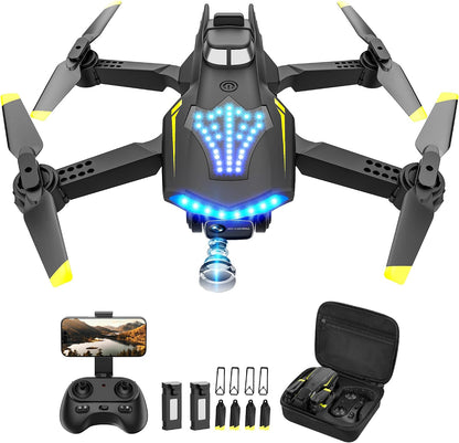 Drone con cámara y drone para niños con luces frías y 2 baterías |...