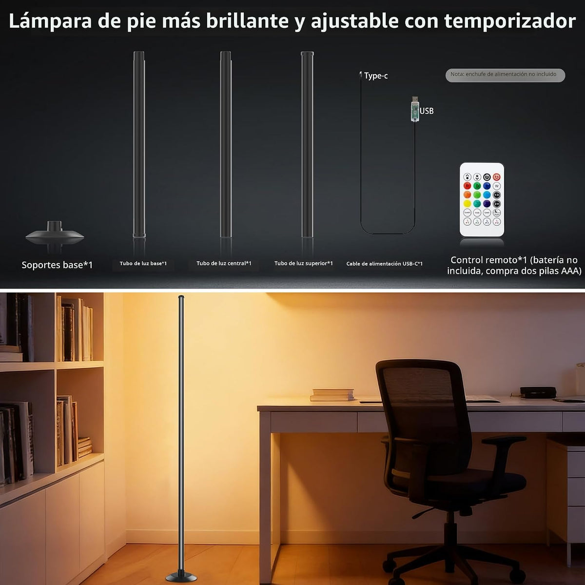 NBBUFF IC+RGBW Lámpara de pie de esquina LED con aplicación aliment...