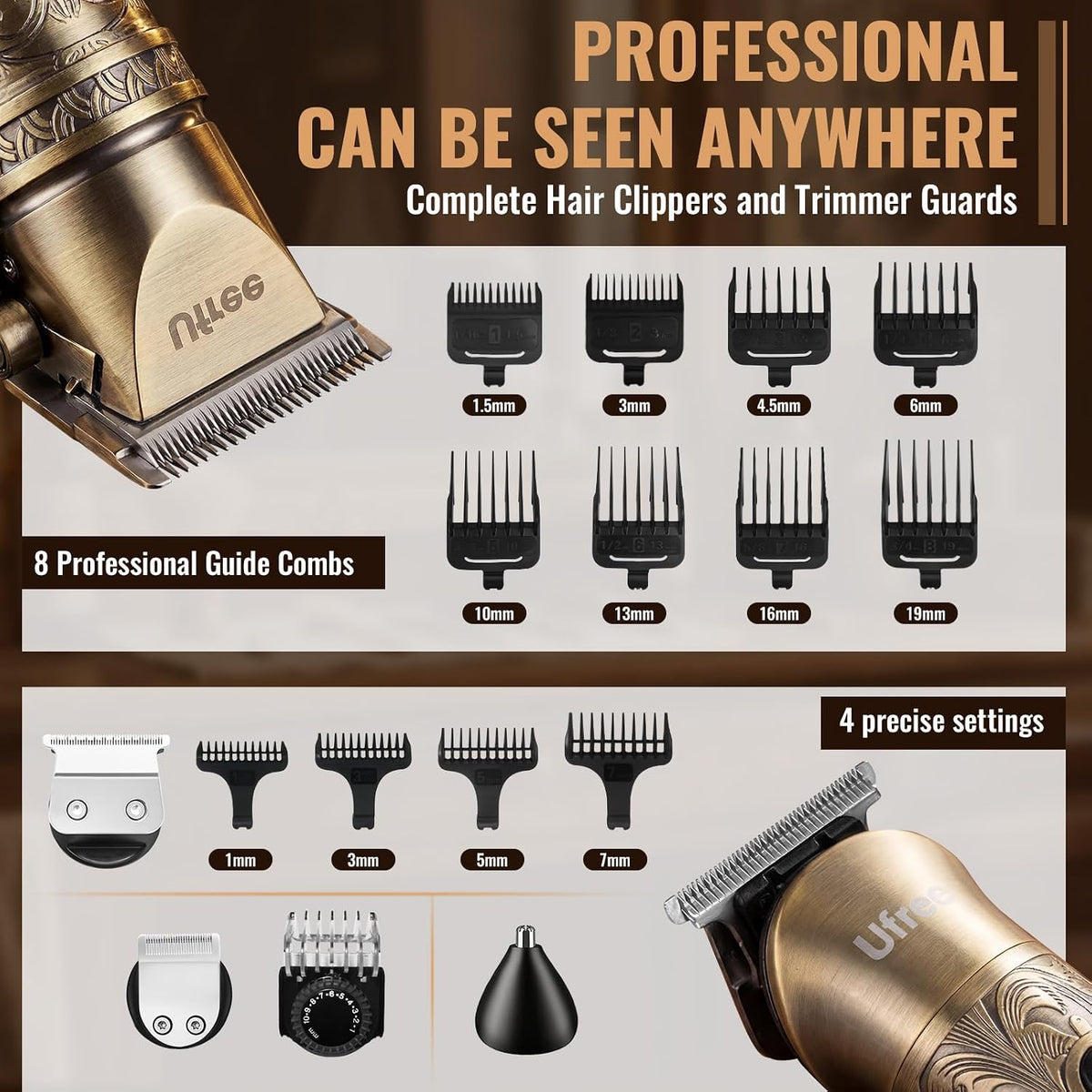 Ufree Cortapelos para hombres, recortador de barba, afeitadora de l...