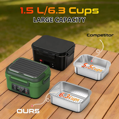 Omboos Lonchera eléctrica inalámbrica con calefacción, XL 6.3 tazas...