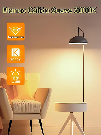 Paquete de 12 bombillas LED equivalentes a 100 W, A19 15 W, blanco...