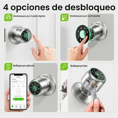 GHome Smart K20 PRO - Cerradura de puerta de huellas dactilares, 4...