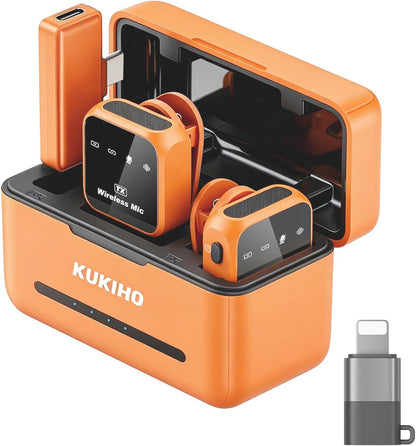 KUKIHO Micrófono Lavalier inalámbrico para iPhone, iPad y Android c...