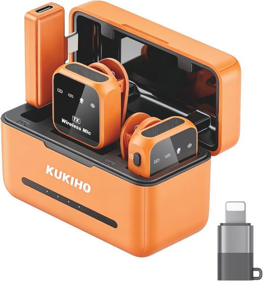 KUKIHO Micrófono Lavalier inalámbrico para iPhone, iPad y Android c...