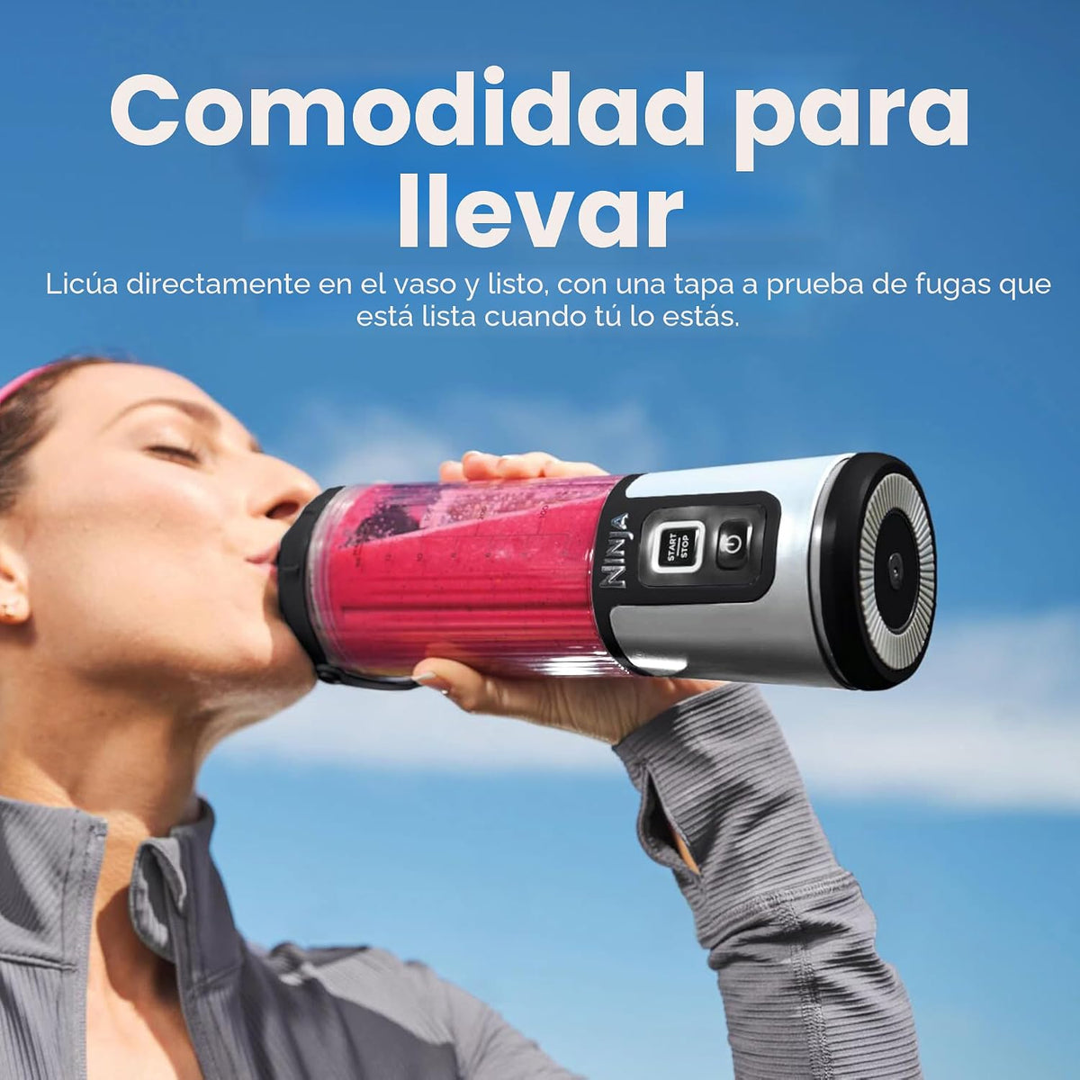 Licuadora portátil Ninja Blast, inalámbrica, recipiente de 18 oz, m...