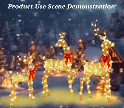 Decoraciones de ciervos navideños grandes iluminados de 63 pulgadas...