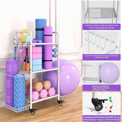 Estante de almacenamiento para gimnasio en casa, organizador de alm...