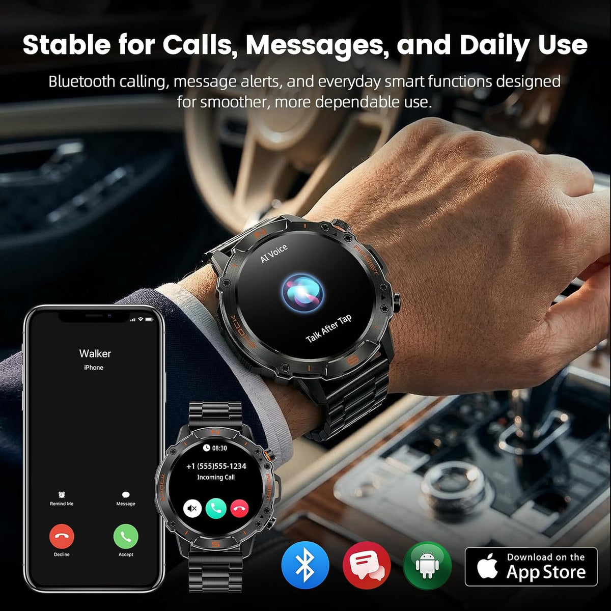 Reloj inteligente resistente para hombres, resistente al agua hasta...