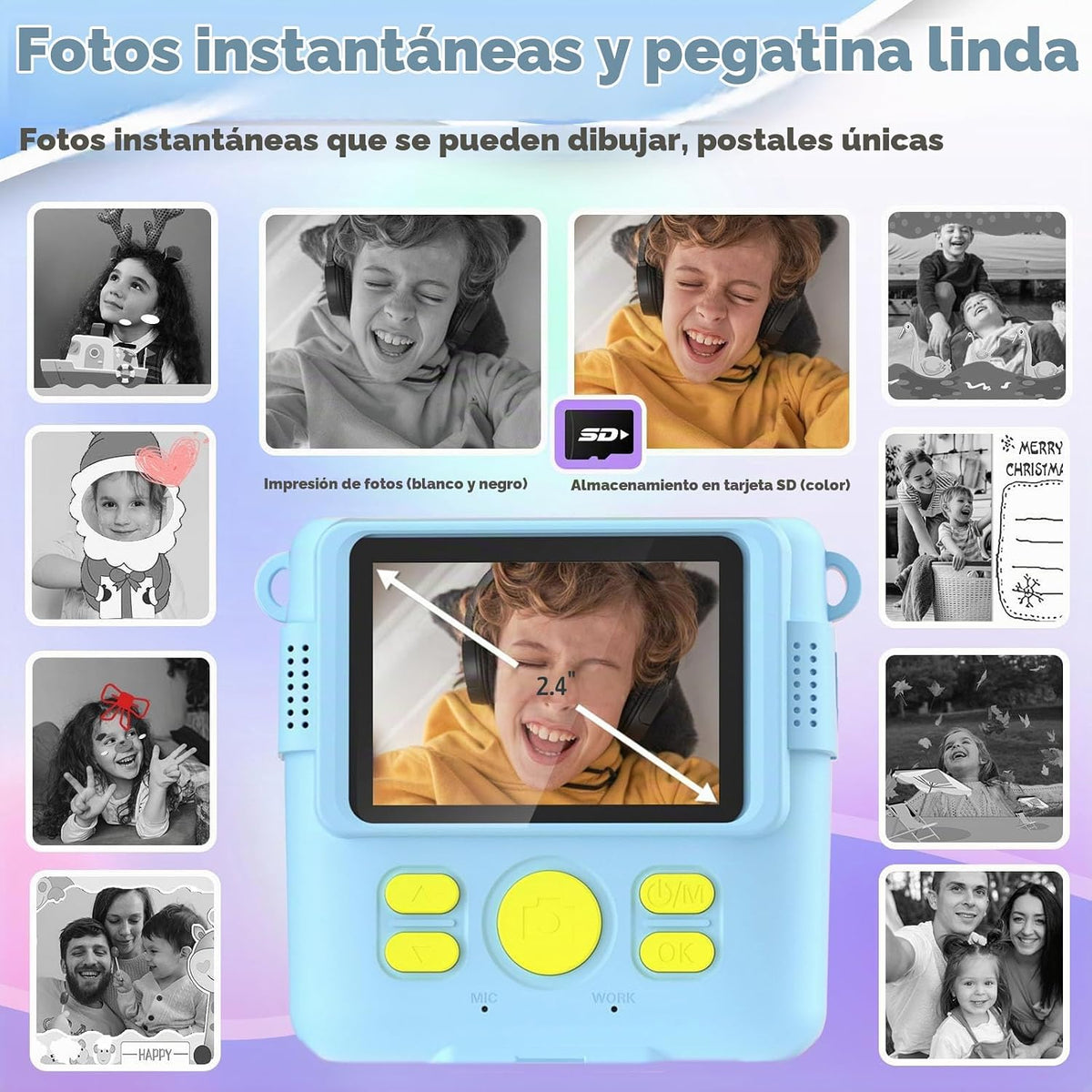 ESOXOFFORE Cámara para niños con impresión instantánea, regalos de...