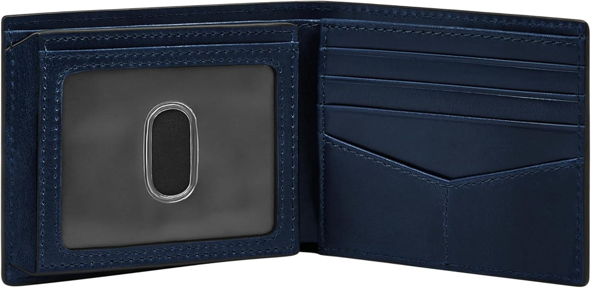 Fossil Derrick - Cartera de piel con bloqueo RFID, plegable con ide...