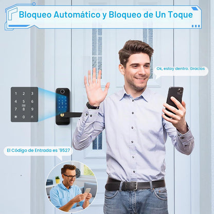 Cerradura de puerta de huella digital inteligente con cerradura de...