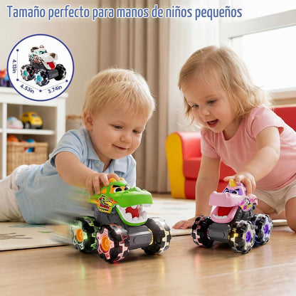 HOLA Paquete de 3 camiones monstruos iluminados para niños pequeños...