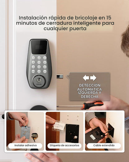 DESLOC Cerradura de puerta de entrada sin llave C100 con pantalla v...