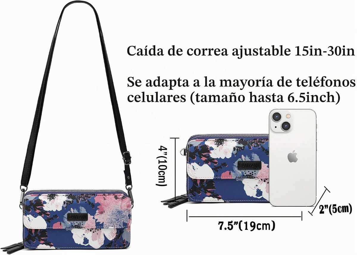 Lanyani Cartera Cruzada RFID con Correa de Muñeca y Bolsillo para T...