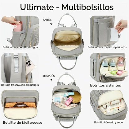 AIJIEKE Mochila para pañales, Mochila para pañales multifuncional g...