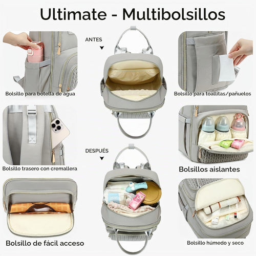 AIJIEKE Mochila para pañales, Mochila para pañales multifuncional g...